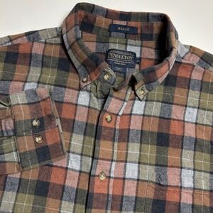 Pendleton Mason Plaid Flannel Mens XL Cotton Earth Tone Gorpcore Button Down